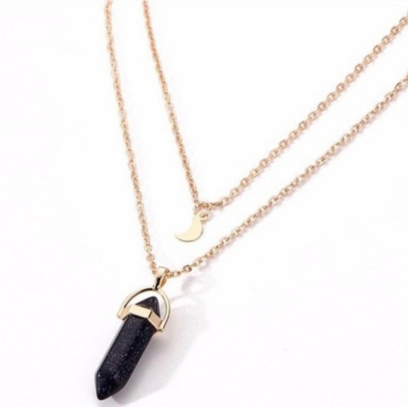 Urban Outfitters Jewelry - BOGO🌜SALE Gold Moon Black Agate Layered Necklace